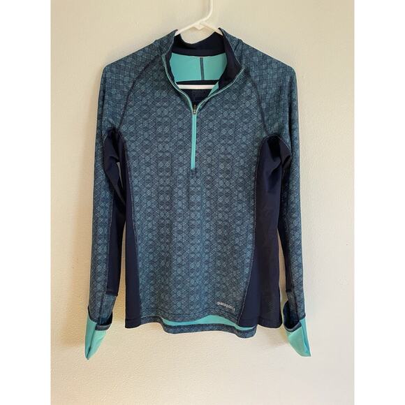Patagonia W's All Weather Half Zip-Neck Capilene Base Layer Green Pullover Sz Sm - Picture 1 of 6